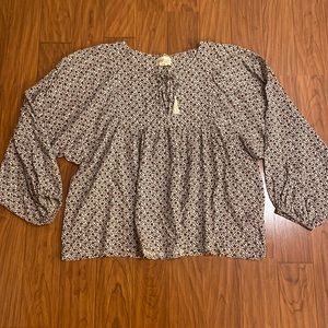 Denim & Supply Ralph Lauren Brown Floral Peasant Top Size Large